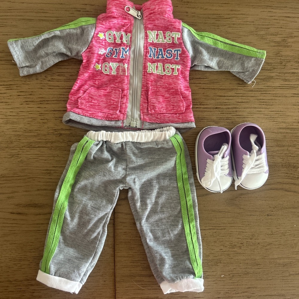 American Girl 18" GK Elite DOLL Sweatsuit GYMNASTICS OUTFIT & Shoes